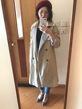 「stradivarius（ストラディバリウス）のアイテム（トレンチコート）」を使った、Cathy Hungさん（レディース・165cm）の秋コーディネート