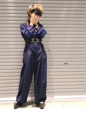 「ネイビーコーデ」｜「アイテム（オールインワン・サロペット）」を使った、airlieさん（レディース・155cm）の秋コーディネート