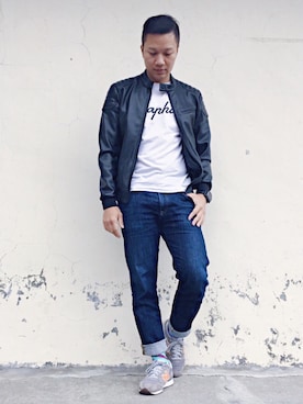 「Raphaのアイテム」を使った、黃冠瑋さん（メンズ・174cm）の冬コーディネート