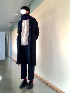 「ワインレッド」｜「アイテム（その他アウター）」を使った、makishiさん（メンズ・183cm）の冬コーディネート