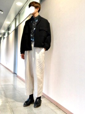 makishiさんの「【STUDIOUS】ダークフラワービッグシルエットシャツ」を使ったコーディネート