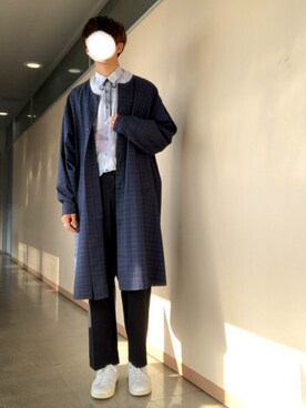 makishi使用「HARE（BIGグレンチェックノーカラーシャツ(HARE)）」的時尚穿搭