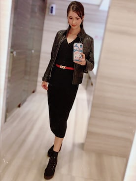 「LILY BROWN（リリーブラウン）のアイテム（ドレス）」を使った、Long Ling Wongさん（レディース・162cm）の冬コーディネート