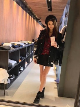 「plaid」｜「アイテム（帽子）」を使った、Long Ling Wongさん（レディース・162cm）の冬コーディネート