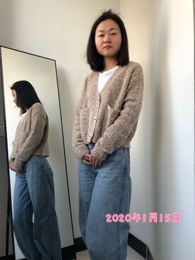 「UNIQUE（ユニーク）のアイテム」を使った、老周さん（レディース・160cm）の冬コーディネート