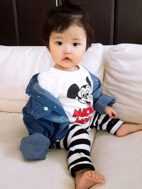 「ミッキー」｜ちゃんりんちゃんさん（キッズ・70cm）の春コーディネート
