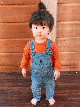 「COMME CA DU MODE（コムサデモード）のアイテム（Tシャツ/カットソー）」を使った、ちゃんりんちゃんさん（キッズ・70cm）の秋コーディネート
