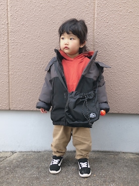 「Right-on（ライトオン）のアイテム（バッグ）」を使った、ちゃんりんちゃんさん（キッズ・80cm）の冬コーディネート