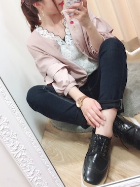 「OZOC（オゾック）のアイテム（シューズ）」を使った、かなみさん（レディース・156cm）の春コーディネート