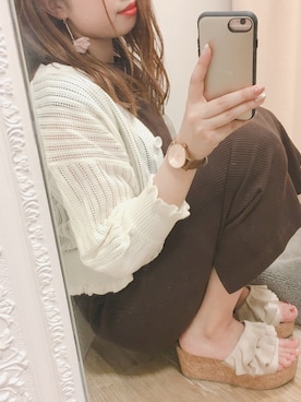 「natural couture（ナチュラルクチュール）のDカンベルト付きワッフルTワンピ（ワンピース）」を使った、かなみさん（レディース・156cm）の夏コーディネート