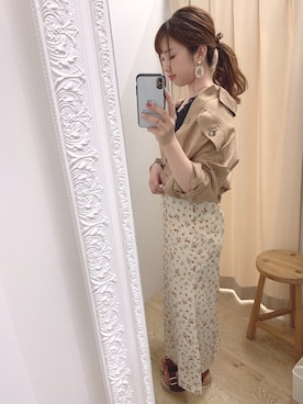 「麻ジャケット」｜「アイテム（ブルゾン）」を使った、かなみさん（レディース・156cm）の夏コーディネート