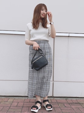 「GU（ジーユー）のアイテム（シューズ）」を使った、かなみさん（レディース・156cm）の夏コーディネート