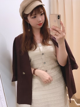 「麻ジャケット」｜「アイテム（キャミソール）」を使った、かなみさん（レディース・156cm）の夏コーディネート