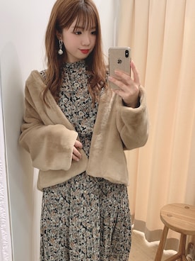 「春ワンピ」｜「アイテム（その他アウター）」を使った、かなみさん（レディース・156cm）の冬コーディネート