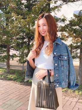 「透かし編みニット」｜かなみさん（レディース・156cm）の春コーディネート