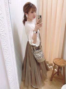 「natural couture（ナチュラルクチュール）のアイテム（イヤリング）」を使った、かなみさん（レディース・156cm）の春コーディネート
