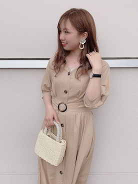 「natural couture（ナチュラルクチュール）のアイテム（イヤリング）」を使った、かなみさん（レディース・156cm）の夏コーディネート