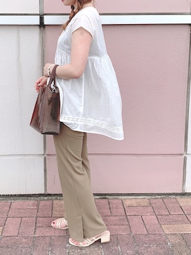 「コットンレース」｜かなみさん（レディース・156cm）の夏コーディネート