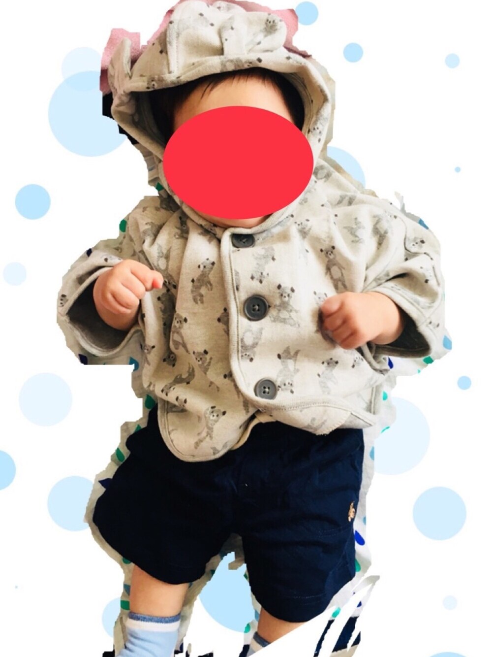 「生後3ヶ月、babygap、Combi mini、 男の子、春コーデ」｜「combiminiのアイテム（ママ＆ベビー、グレー系）」を使った、ハイスト★ゼンさん（レディース・162cm）の春コーディネートの1枚目の写真