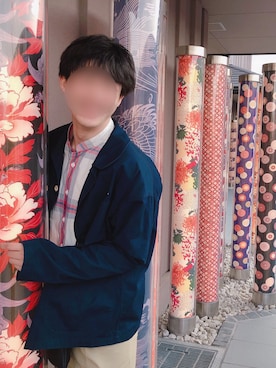 「ノーカラーシャツ」｜「アイテム（カバーオール）」を使った、やまね(社会人コーデ)さん（メンズ・169cm）の春コーディネート