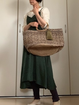 「NOMBRE IMPAIR（ノンブルアンペール）のアイテム（かごバッグ）」を使った、ボルティモアさん（レディース・153cm）の夏コーディネート