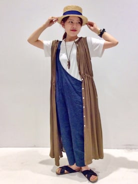 「アイテム（オールインワン・サロペット）」を使った、staff-SOさん（レディース・148cm）の夏コーディネート
