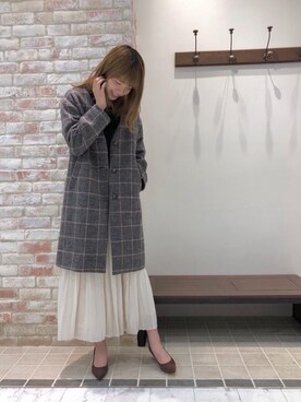 「お呼ばれ」｜「アイテム（その他アウター）」を使った、ルクールブランピオレ姫路店スタッフさん（レディース・167cm）の秋コーディネート