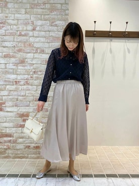 「お呼ばれ」｜「アイテム（バレエシューズ）」を使った、ルクールブランピオレ姫路店スタッフさん（レディース・167cm）の春コーディネート