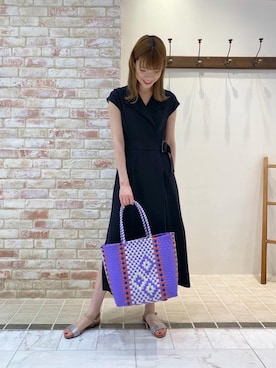 「お呼ばれ」｜「アイテム（トートバッグ）」を使った、ルクールブランピオレ姫路店スタッフさん（レディース・167cm）の夏コーディネート
