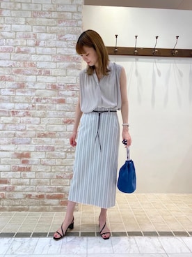 「お呼ばれ」｜「アイテム（サンダル）」を使った、ルクールブランピオレ姫路店スタッフさん（レディース・167cm）の夏コーディネート