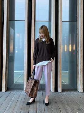 「Perle Peche（ペルルペッシュ）のアイテム」を使った、ルクールブランピオレ姫路店スタッフさん（レディース・167cm）の冬コーディネート