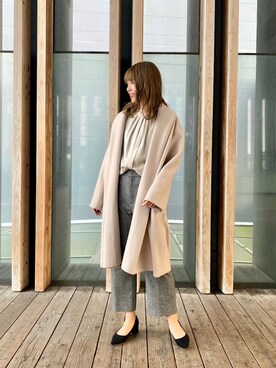 「お呼ばれ」｜「アイテム（その他アウター）」を使った、ルクールブランピオレ姫路店スタッフさん（レディース・167cm）の冬コーディネート