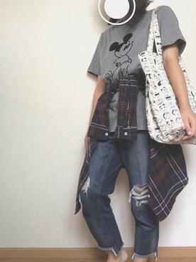 「ミッキー」｜m ◎さん（レディース・157cm）の夏コーディネート