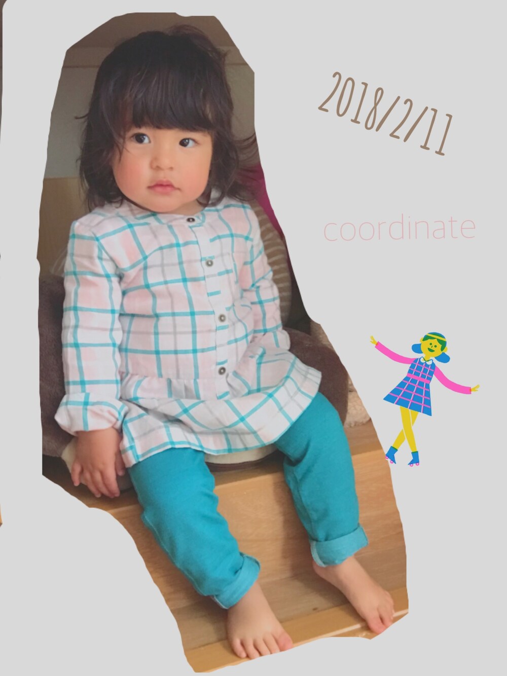 「カーターズ、チェックシャツ、1歳半、girl」｜「Carter'sのアイテム（シャツ/ブラウス、グリーン系）」を使った、Kしゃんさん（レディース・156cm）の冬コーディネートの1枚目の写真