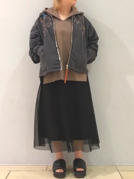 「soe（ソーイ）のアイテム（ジャケット/アウター）」を使った、五十嵐 あやさん（レディース・160cm）の秋コーディネート