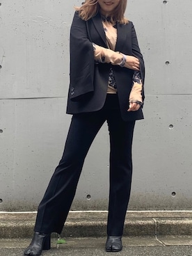 「Maison Margiela（メゾンマルジェラ）のMaison Margiela 「タビ」ブーツ（ブーツ）」を使った、五十嵐 あやさん（レディース・160cm）の秋コーディネート