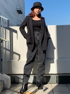 「Maison Margiela（メゾンマルジェラ）のアイテム（ブーツ）」を使った、五十嵐 あやさん（レディース・160cm）の冬コーディネート