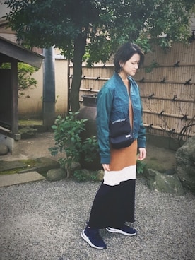 「Mila Owen」｜「アイテム（ブルゾン）」を使った、nananaさん（レディース・156cm）の春コーディネート