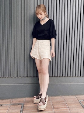 「MOUSSY（マウジー）のアイテム（財布/小物）」を使った、Nanamiさん（レディース・155cm）の夏コーディネート