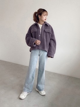 「アイテム（ミリタリージャケット、パープル系）」を使った、Nanamiさん（レディース・155cm）の秋コーディネート