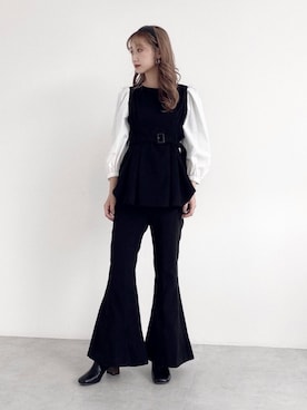 「ドッキング」｜「アイテム（その他）」を使った、Nanamiさん（レディース・155cm）の秋コーディネート