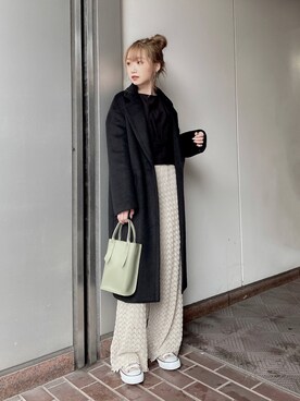 「FREE'S MART（フリーズマート）のアイテム（チェスターコート）」を使った、Nanamiさん（レディース・155cm）の冬コーディネート