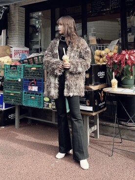 MOUSSY（マウジー）の「COLLARLESS CURLY FAUX FUR COAT（その他 