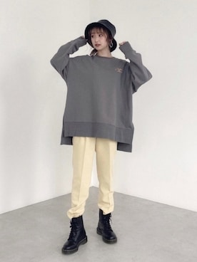 「アイテム（スウェット）」を使った、Nanamiさん（レディース・155cm）の冬コーディネート