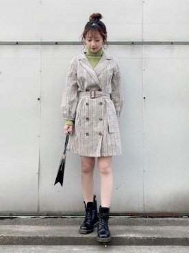 「ミニワンピ」｜Nanamiさん（レディース・155cm）の冬コーディネート