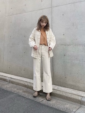「FREE'S MART（フリーズマート）のアイテム（デニムジャケット）」を使った、Nanamiさん（レディース・155cm）の春コーディネート