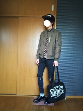 「niko and...（ニコアンド）のアイテム（MA-1）」を使った、Tmさん（メンズ・171cm）の冬コーディネート