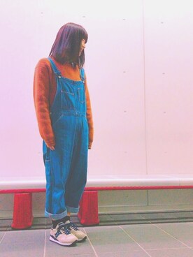 「寒い」｜「アイテム（サロペット/オーバーオール）」を使った、アイカワタナベさん（レディース・155cm）の冬コーディネート