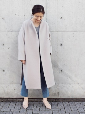 「Deuxieme Classe（ドゥーズィエムクラス）のアイテム（その他アウター）」を使った、IBUさん（レディース・161cm）の冬コーディネート