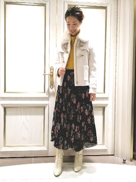 「JILL STUART（ジルスチュアート）のアイテム（ダッフルコート）」を使った、AKINOさん（レディース・162cm）の秋コーディネート